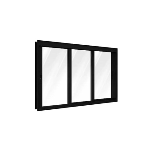 Janela 3 Folhas Preto 100x150 Linha 25 Jade