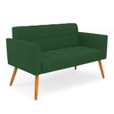Ver imagem 3 de Kit 1 Sofá Namoradeira e 2 Poltronas Elisa Veludo Verde Pés Palito Castanho - D’Rossi