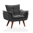 Ver imagem 1 de Poltrona Decorativa Opala Sala de Estar Linho Grafite