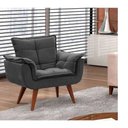 Ver imagem 2 de Poltrona Decorativa Opala Sala de Estar Linho Grafite