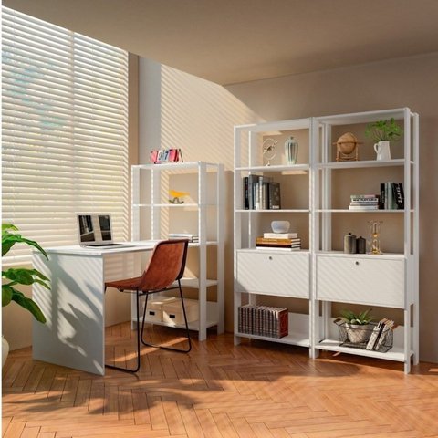 Conjunto 3 Peças 1 Escrivaninha 2 Estantes Match Industrial