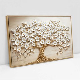 Quadro Decorativo Árvore da Vida Flores Brancas Sala Quarto Casa Escritório - 2