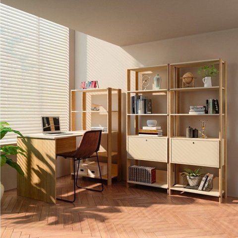 Conjunto 3 Peças 1 Escrivaninha 2 Estantes Match Industrial