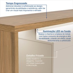 Rack para TV até 75 Polegadas com LED MDF 181cm 2 Portas Fita Cronos CabeCasa MadeiraOriginals - 4