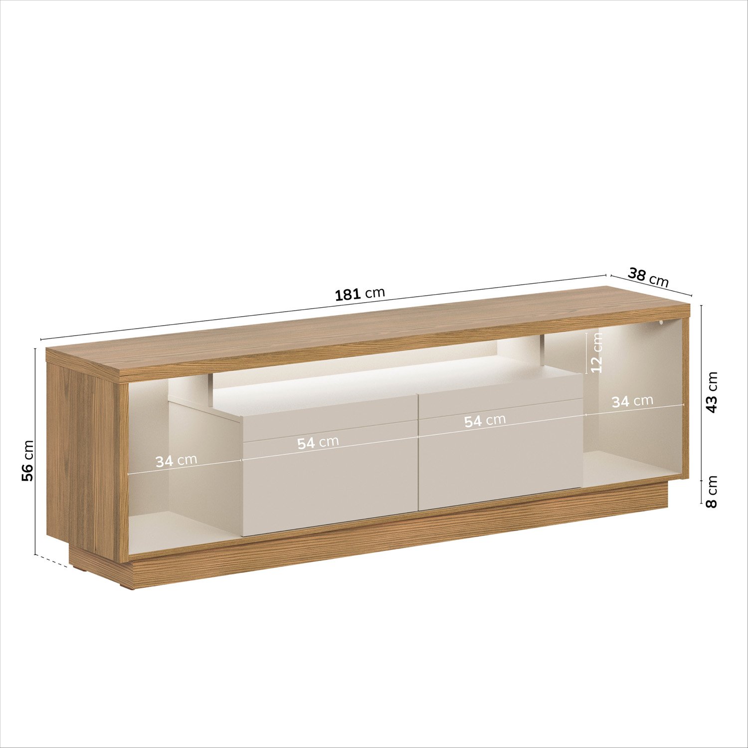 Rack para TV até 75 Polegadas 2 Portas 181cm Fita de LED Cronos CabeCasa MadeiraMadeira - 2