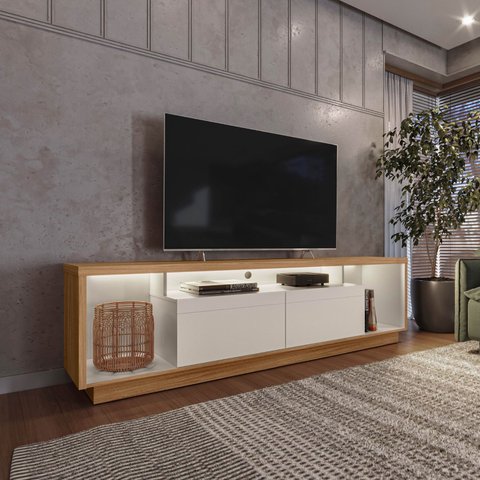 Rack para TV até 75 Polegadas com LED MDF 181cm 2 Portas Fita Cronos CabeCasa MadeiraOriginals