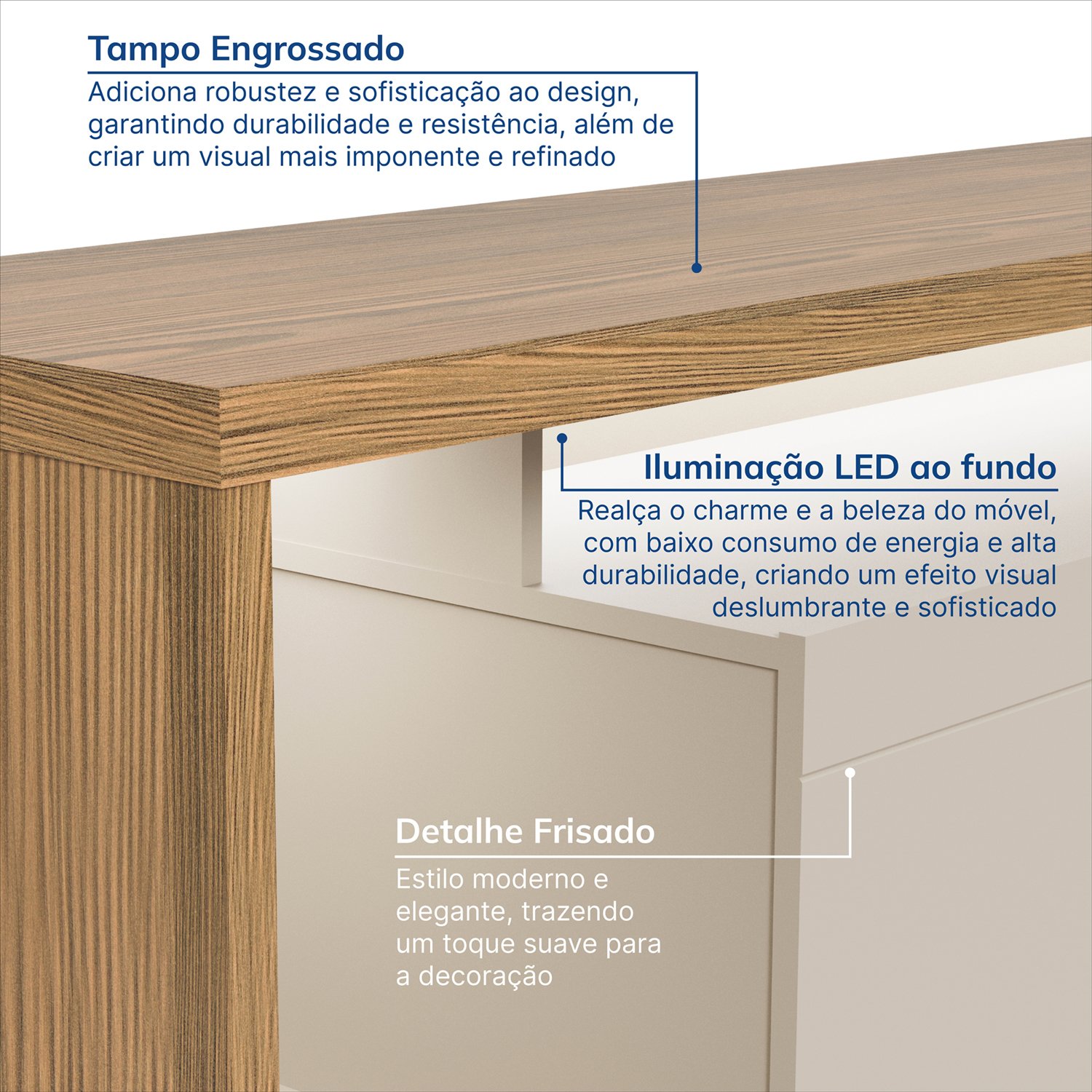 Rack para TV até 75 Polegadas 2 Portas 181cm Fita de LED Cronos CabeCasa MadeiraMadeira - 3