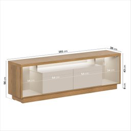 Rack para TV até 75 Polegadas com LED MDF 181cm 2 Portas Fita Cronos CabeCasa MadeiraOriginals - 3