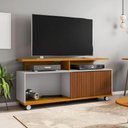 Ver imagem 2 de Rack Bancada para Tv 52 Pol Sala Topazio Naturale/off White/ripado