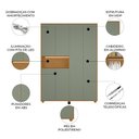 Ver imagem 3 de Guarda Roupa Casal 150cm 6 Portas Vittara Cinamomo/Sálvia a02 - Mpozenato