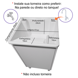 Tanque 26 Litros Plástico com Gabinete Mdf para Torneira de Bancada - 6