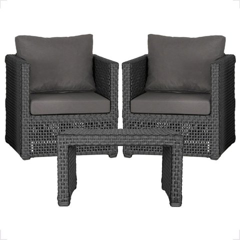 Mesa Centro e 2 Poltronas Madri Corda Náutica Estofado 11 Trama Original