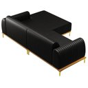 Ver imagem 5 de Sofá 245cm 4 Lugares com Chaise Direito Pés Gold Molino B-159 Corano Preto - Domi