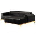 Ver imagem 1 de Sofá 245cm 4 Lugares com Chaise Direito Pés Gold Molino B-159 Corano Preto - Domi