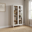 Ver imagem 1 de Estante de Livros MDF 80CMX151CM Ditália 2 Portas Vidro e-957 Branco
