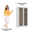 Ver imagem 4 de Estante de Livros MDF 80CMX151CM Ditália 2 Portas Vidro e-957 Branco