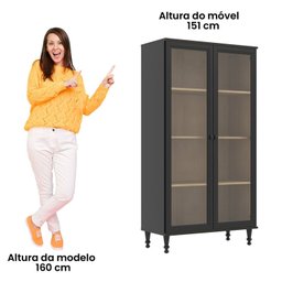 Cristaleira Estante para Livros 2 Portas Vidro E-957 - 7