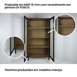Cristaleira Estante para Livros 2 Portas Vidro E-957 - 6