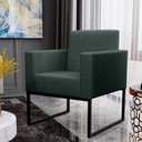Ver imagem 4 de Kit 4 Poltronas Decorativa Sala Recepção Base Fixa de Metal Helô L02 Linho Verde Musgo - Lyam