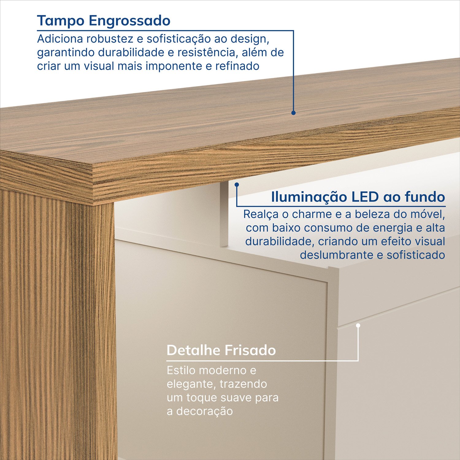 Rack com Painel para TV até 75” 181cm com Prateleira e Nicho com LED Cronos CabeCasa MadeiraMadeira - 4