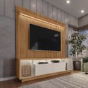 Ver imagem 1 de Rack com Painel para TV até 75 Polegadas Ripado LED Marrom 204x181cm Cronos CabeCasa MadeiraOriginals