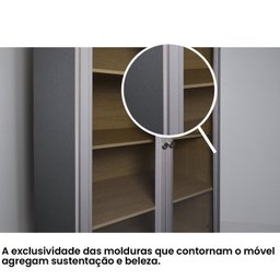 Cristaleira Estante para Livros 2 Portas Vidro E-957 - 8