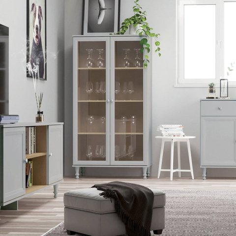 Cristaleira Estante para Livros 2 Portas Vidro E-957