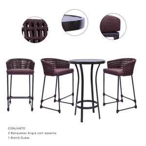 CONJUNTO PARA ÁREA COM 03 BANQUETAS ANGRA E 01 BISTRO DUBAI