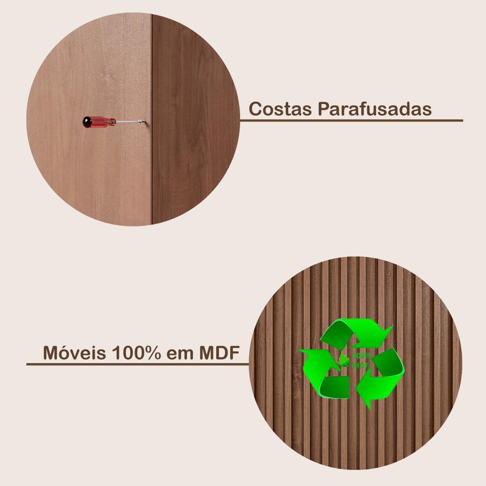 Guarda Roupa 4 Portas Aurora com Espelho Brauna - 6