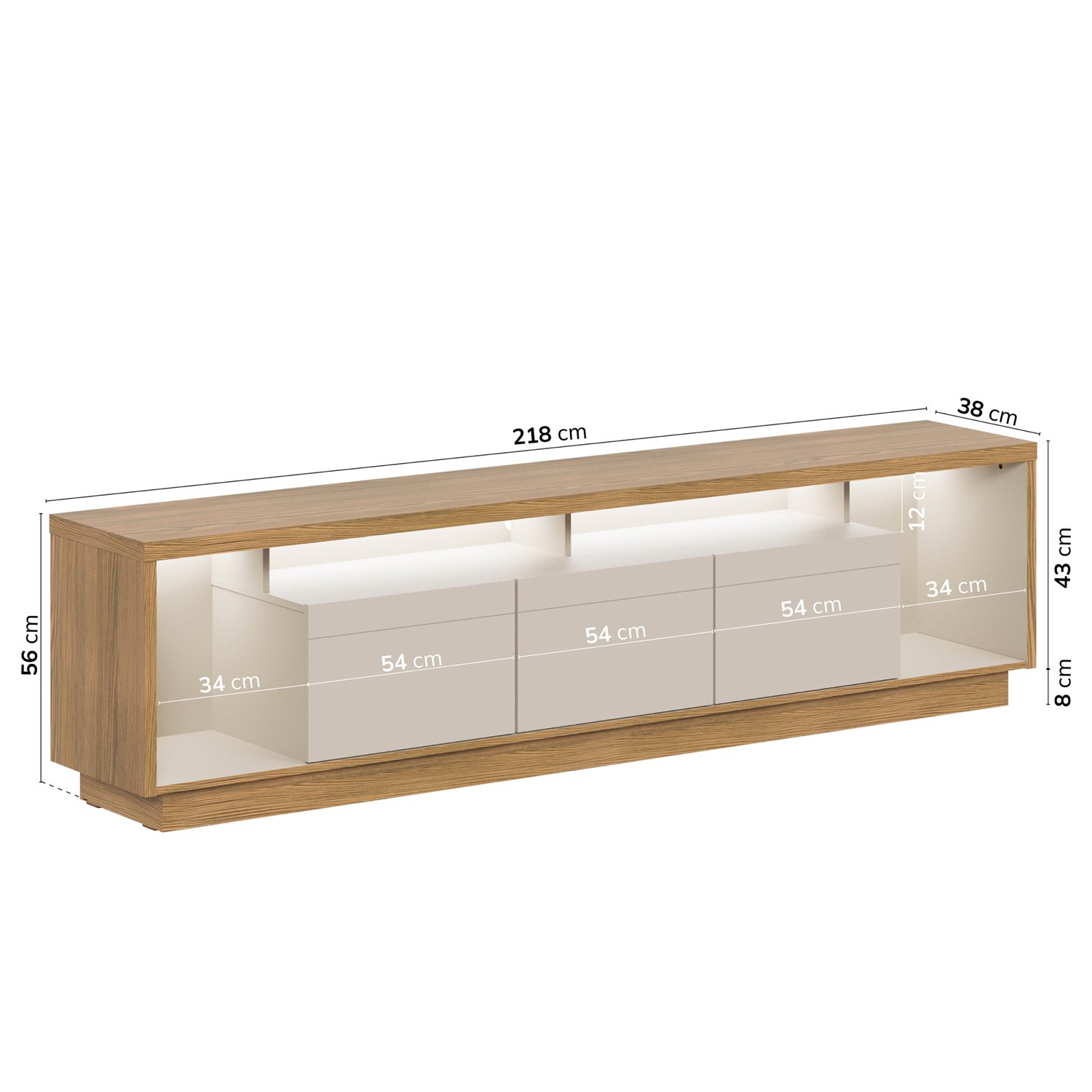 Rack para TV até 75 Polegadas 3 Portas 218cm Fita de LED Cronos CabeCasa MadeiraMadeira - 2