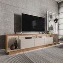 Ver imagem 1 de Rack para TV até 75 Polegadas com LED MDF 218cm 3 Portas Fita Cronos CabeCasa MadeiraOriginals Off White