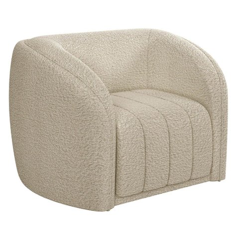 Poltrona Decorativa para Sala 112cm Meris M22 Bouclê Bege - Mpozenato