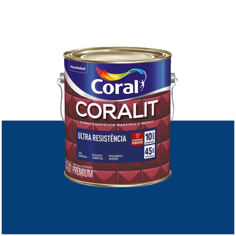 Esmalte Sintético Coralit Ultra Resistência Alto Brilho 3,6 Litros Azul Del Rey Brilhante Coral