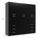 Ver imagem 4 de Guarda-roupa Casal New Encante 6 Portas 6 Gavetas Black - Evidencia Móveis