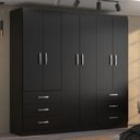 Ver imagem 1 de Guarda-roupa Casal New Encante 6 Portas 6 Gavetas Black - Evidencia Móveis