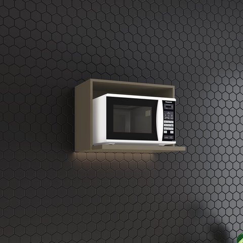 Armário Aéreo Micro-Ondas 60cm 100% MDF Aurora Marrom/Duna