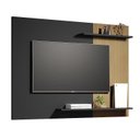 Ver imagem 2 de Painel de Tv Mênfis 135cm Ripado com 2 Prateleiras para Sala e Quarto Preto/ripado