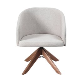 Poltrona Estofada com Base Giratória em Madeira Maciça – Zara Exclusiva Linho Palha - 2