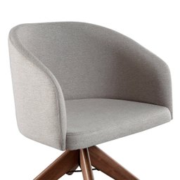 Poltrona Estofada com Base Giratória em Madeira Maciça – Zara Exclusiva Linho Palha - 3
