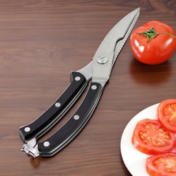 Tesoura Cozinha Trinchante Corta Osso Frango Carnes Peixes Culinária Preto:preto - 2