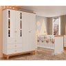 Berço Americano Mini Cama com Guarda Roupa Infantil Antonella 4 Portas Off White Caramelo - Canaã - 8