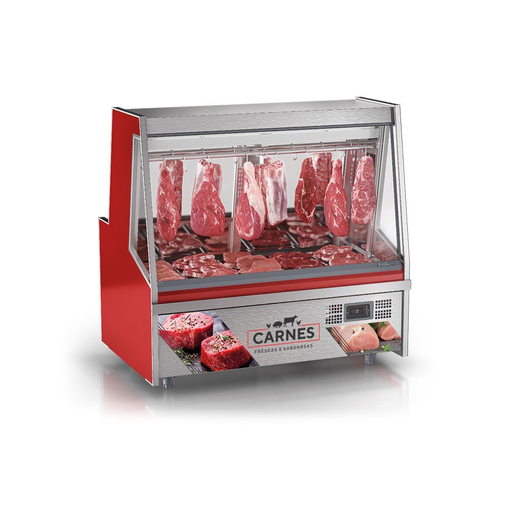 Balcão Expositor Frigorífico Premium Linha Turino Com Depósito GATP-150D VM Vermelho 220V - 1