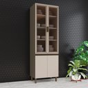 Ver imagem 1 de Cristaleira 4 Portas 71,5cm 100% MDF Aurora Cinza/Duna/Cristal