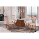 Ver imagem 1 de Conjunto: Mesa Sala Jantar Luna C/ Tampo Madeirado C/ Vidro Canto Curvo 120x80cm e 4 Cadeiras