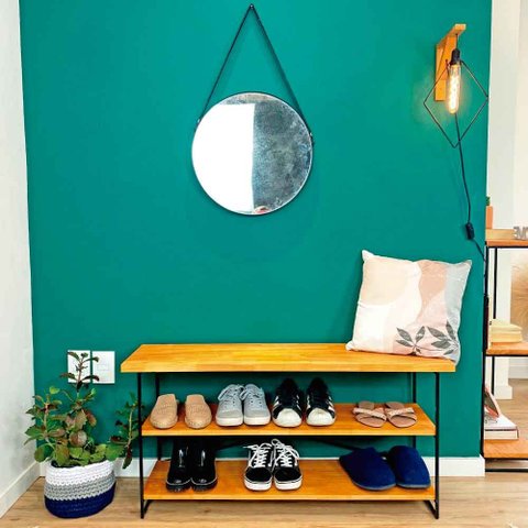 Sapateira Banco Industrial Carvalho e Preto