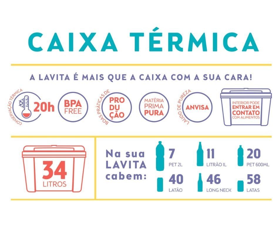 Caixa Térmica Lavita 34 L - Vermelha Color - 2