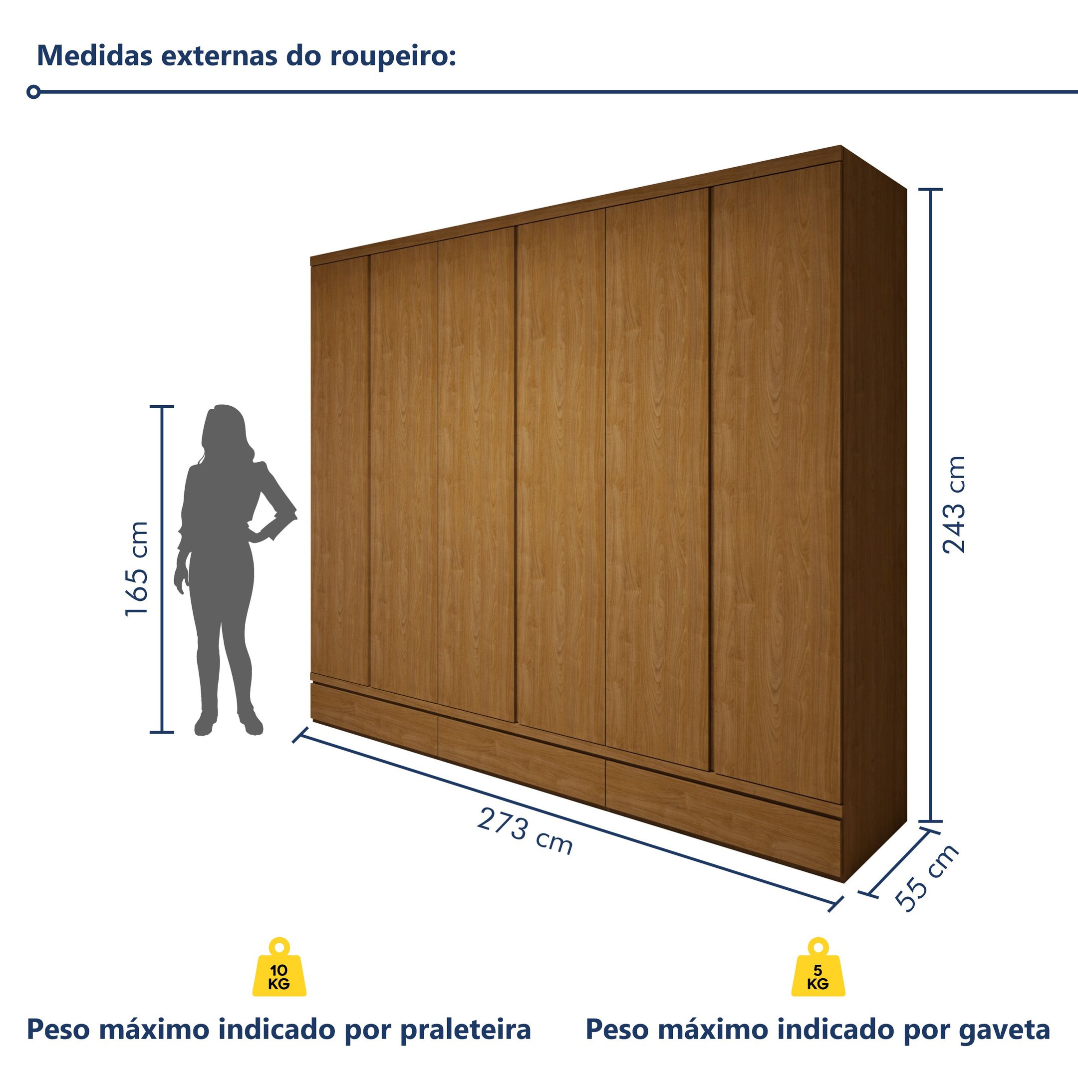 Guarda Roupa Casal 6 Portas 9 Gavetas Urbano - 7