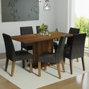 Ver imagem 1 de Conjunto Sala de Jantar Mesa Tampo de Madeira 6 Cadeiras Rustic/oxford Renata Madesa