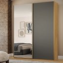 Ver imagem 1 de Guarda Roupa Solteiro Mdf 2 Portas 1 com Espelho 178,5 Cm Raffinato Belmax:freijó/titânio
