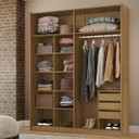 Ver imagem 3 de Guarda Roupa Solteiro Mdf 2 Portas 1 com Espelho 178,5 Cm Raffinato Belmax:freijó/titânio